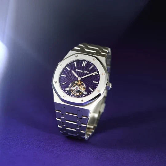 AP. Royal Oak Tourbillon Extra-Thin Steel Purple Dial 41mm